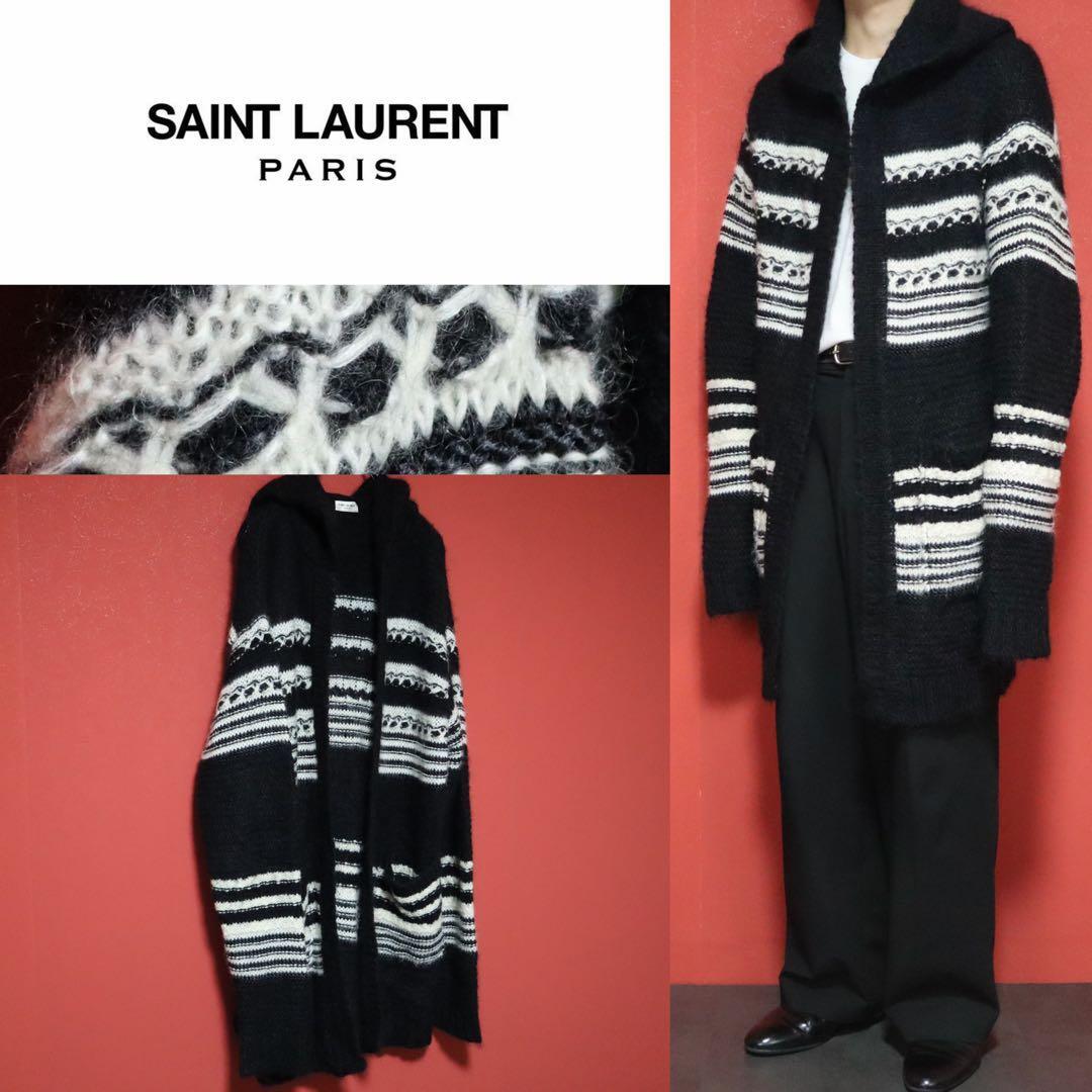 SAINT LAURENT PARIS 22AW Mohair Hooded Cardigan Size L