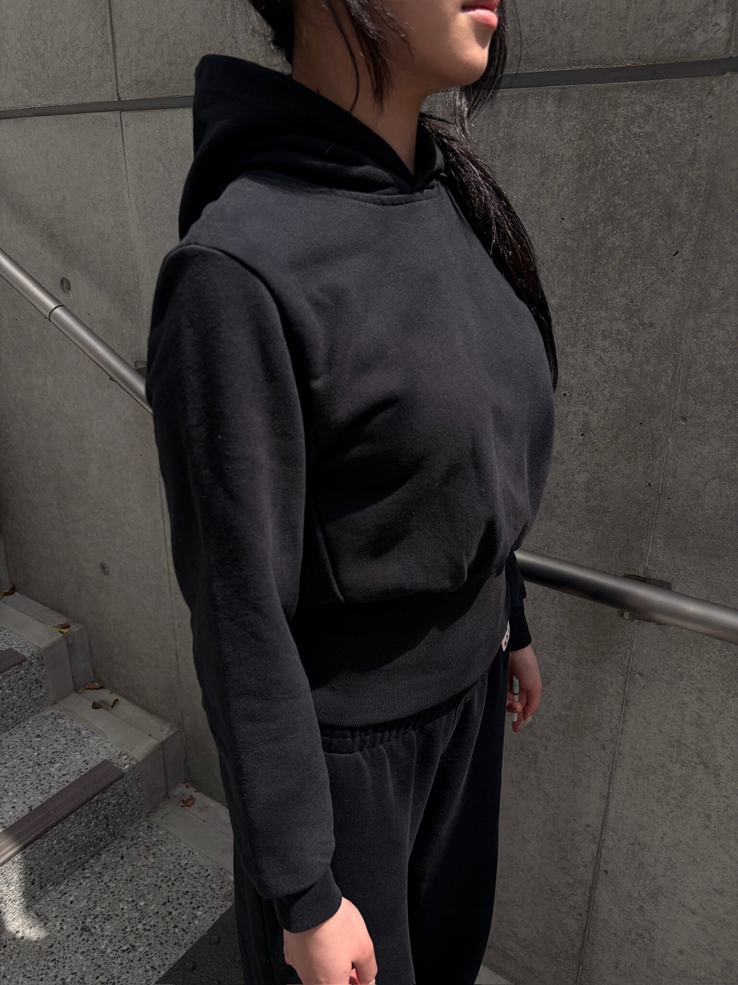 BALENCIAGA 2020s Cotton Cropped Hoodie Black Size XS