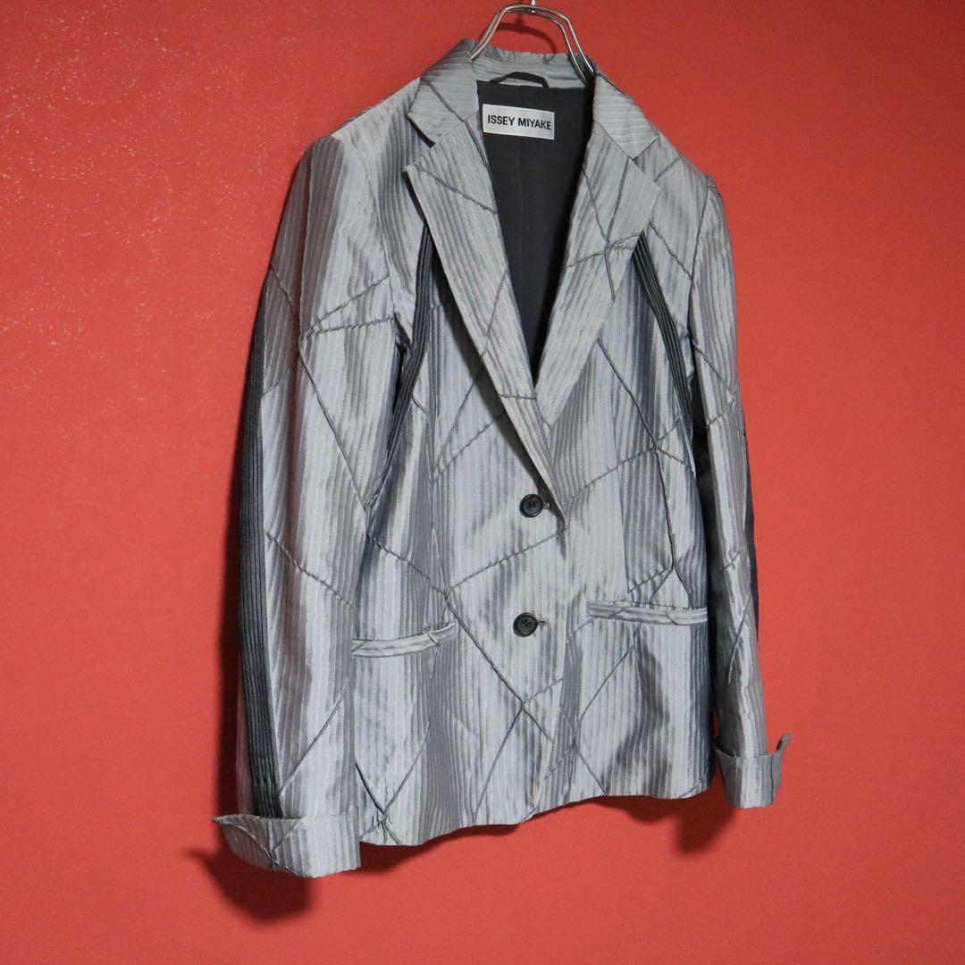 ISSEY MIYAKE 09AW A-POC Silver Quilted Blazer Size 3