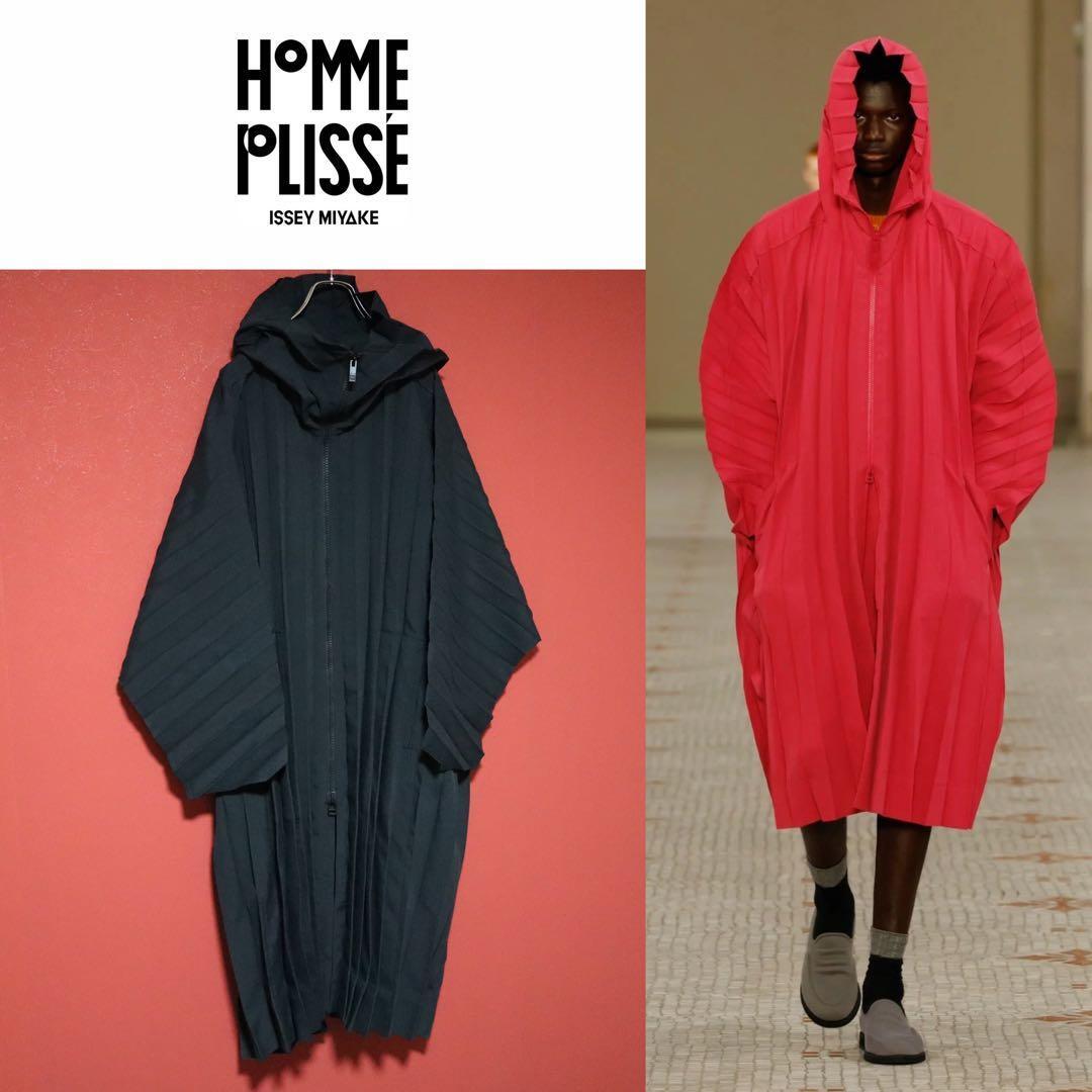HOMME PLISSE ISSEY MIYAKE 24SS Pleated Hooded Coat Size 1