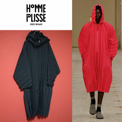 HOMME PLISSE ISSEY MIYAKE 24SS Pleated Hooded Coat Size 1