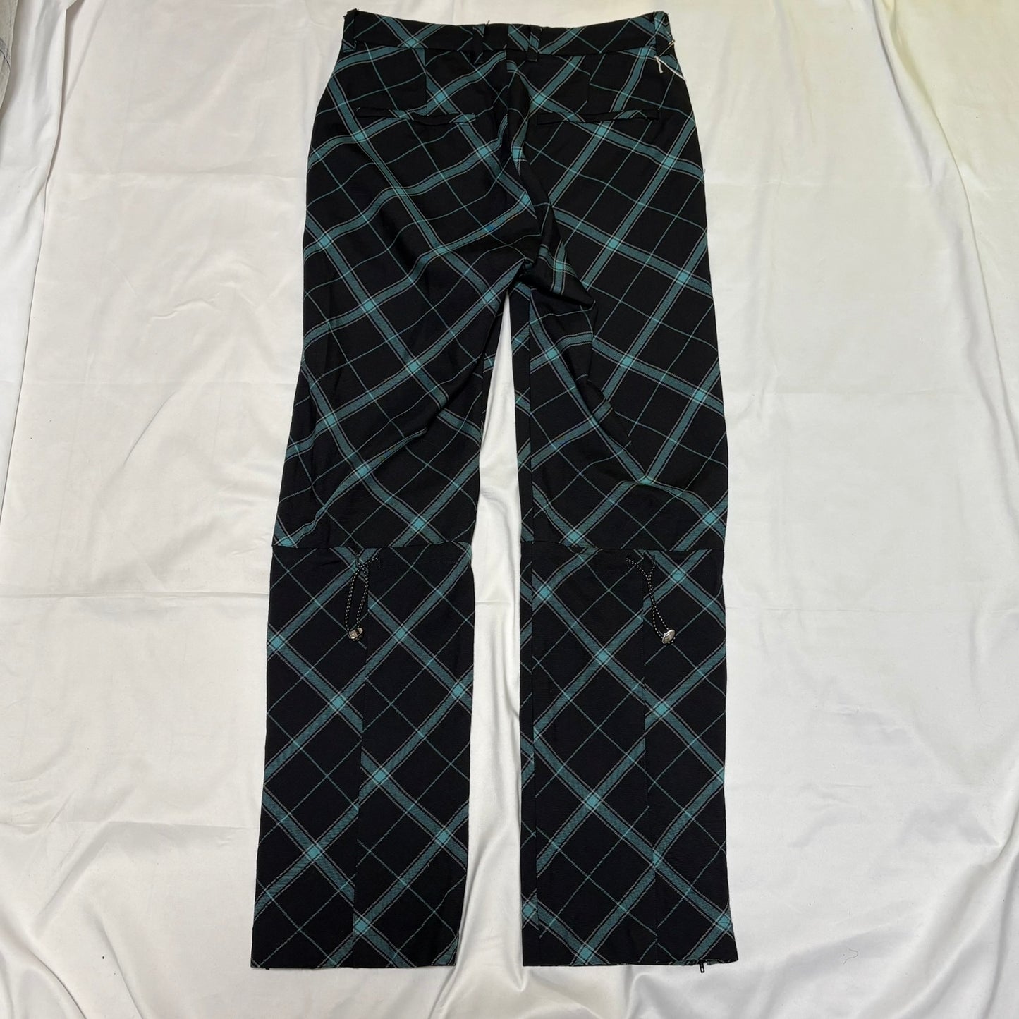 Allege. AW19 Black Blue Check Wool Gathered Pants Size 2