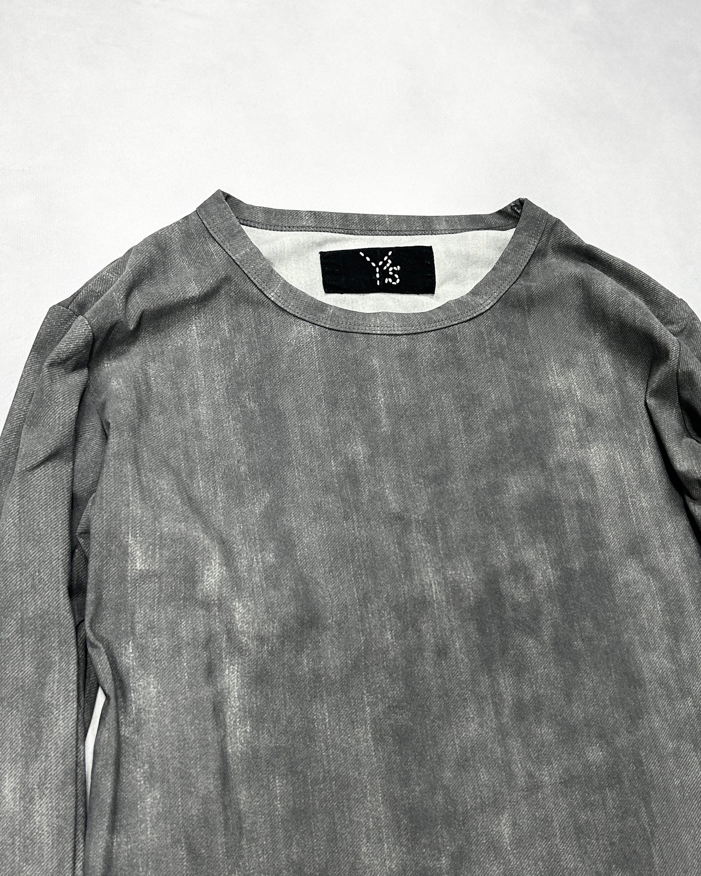 Yohji Yamamoto Stretch Nylon Mix Ink Gray Long Sleeve T-Shirt Size 2