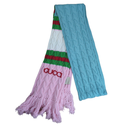 GUCCI x adidas Sherry Line Cable Knit Fringe Scarf Pink