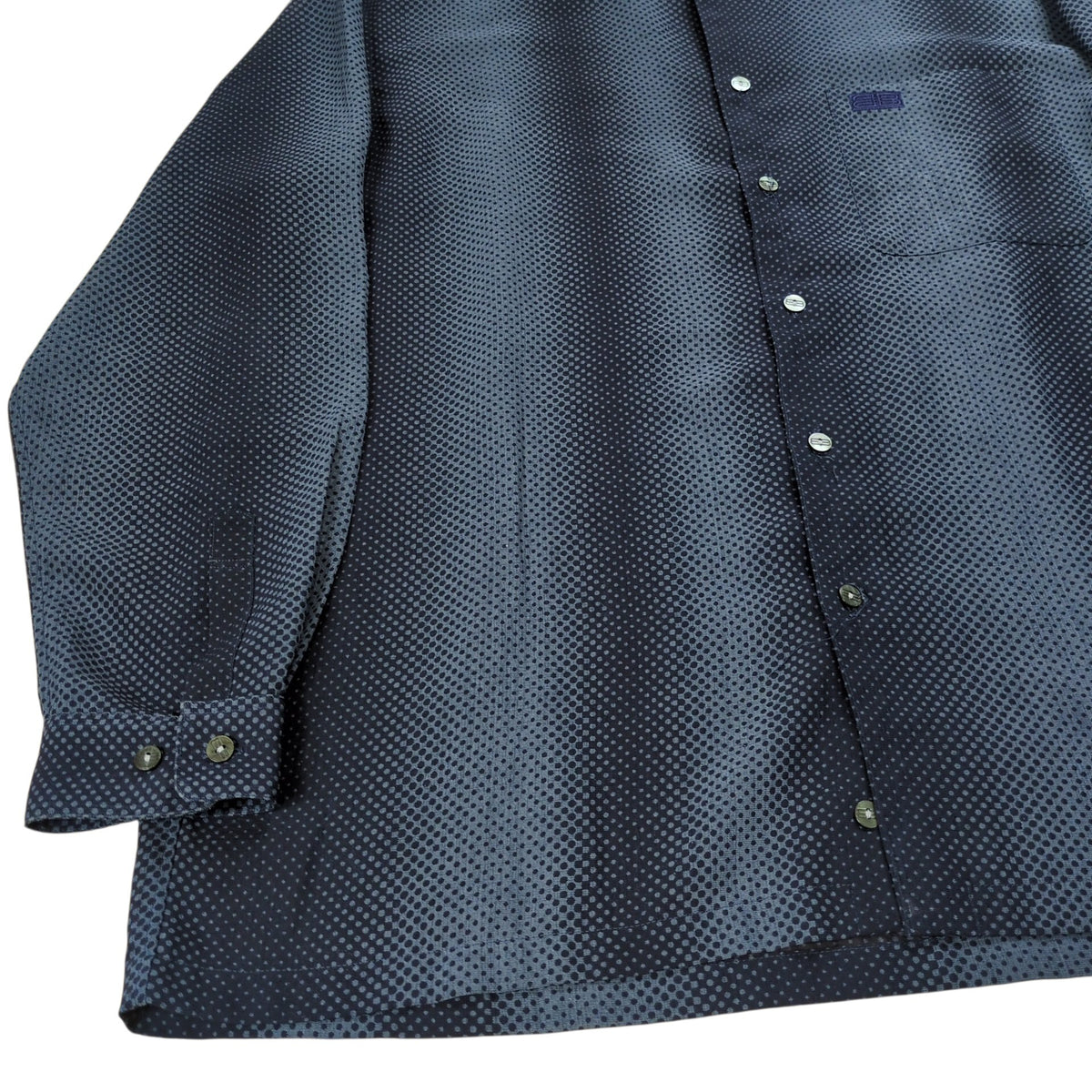 BALENCIAGA 90s BB Logo Oversized Button Shirt Navy Size L