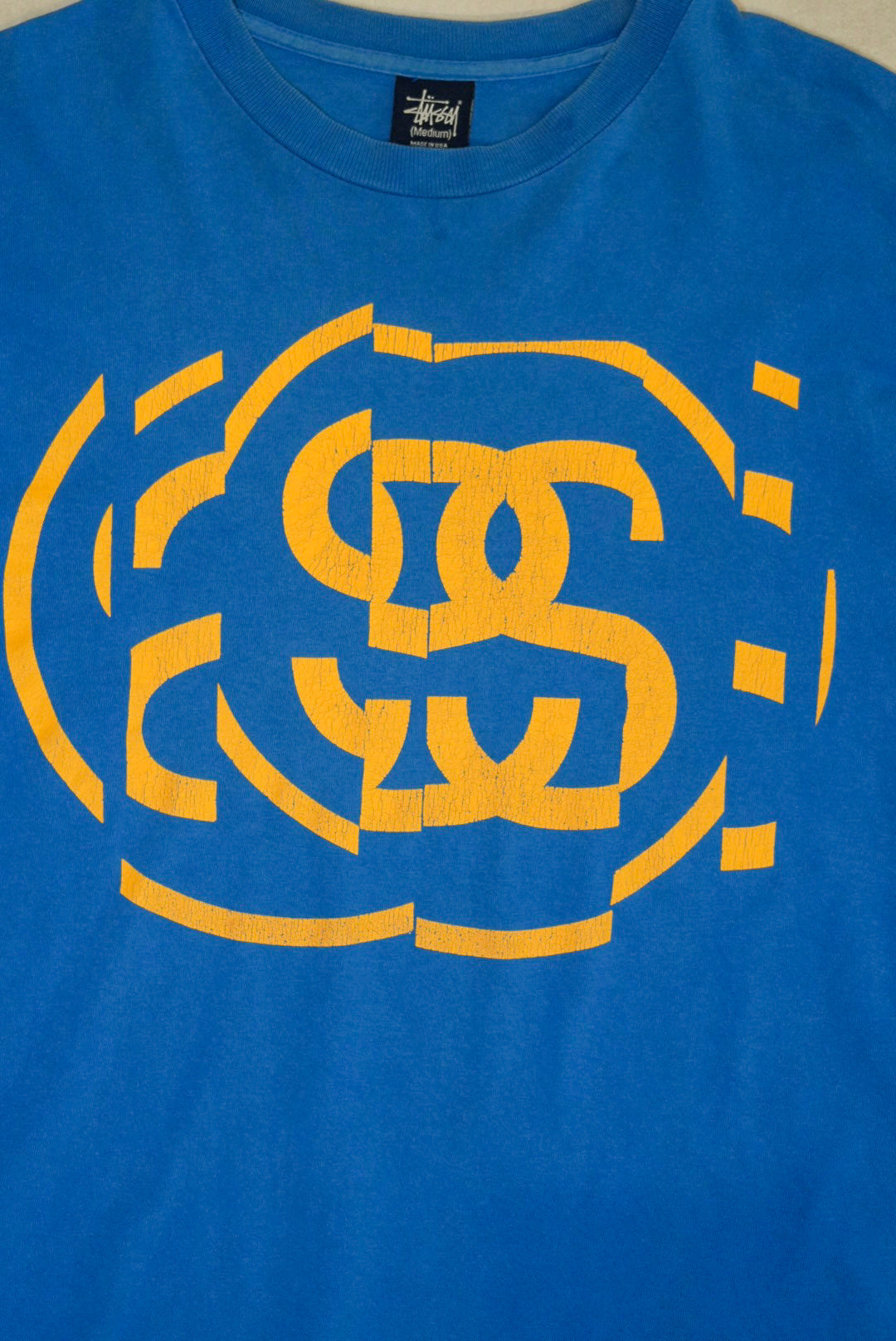 STUSSY tee CHANEL LOGO 90s Blue Cotton T-Shirt Size M