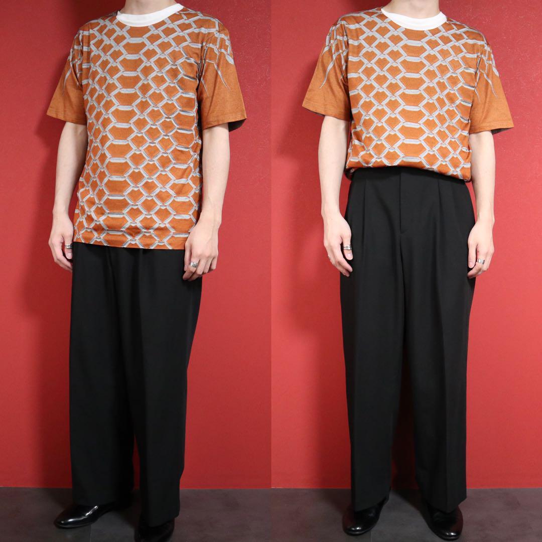 Issey Miyake Archive Patterned Pleated Orange T-Shirt Size 2