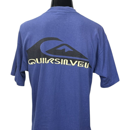 Quiksilver 90s Big Logo Vintage T-Shirt Silver Size L