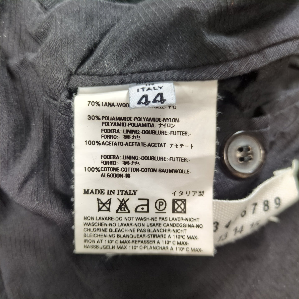 Maison Margiela Dark Navy Wool Full Zip Jacket Size 44