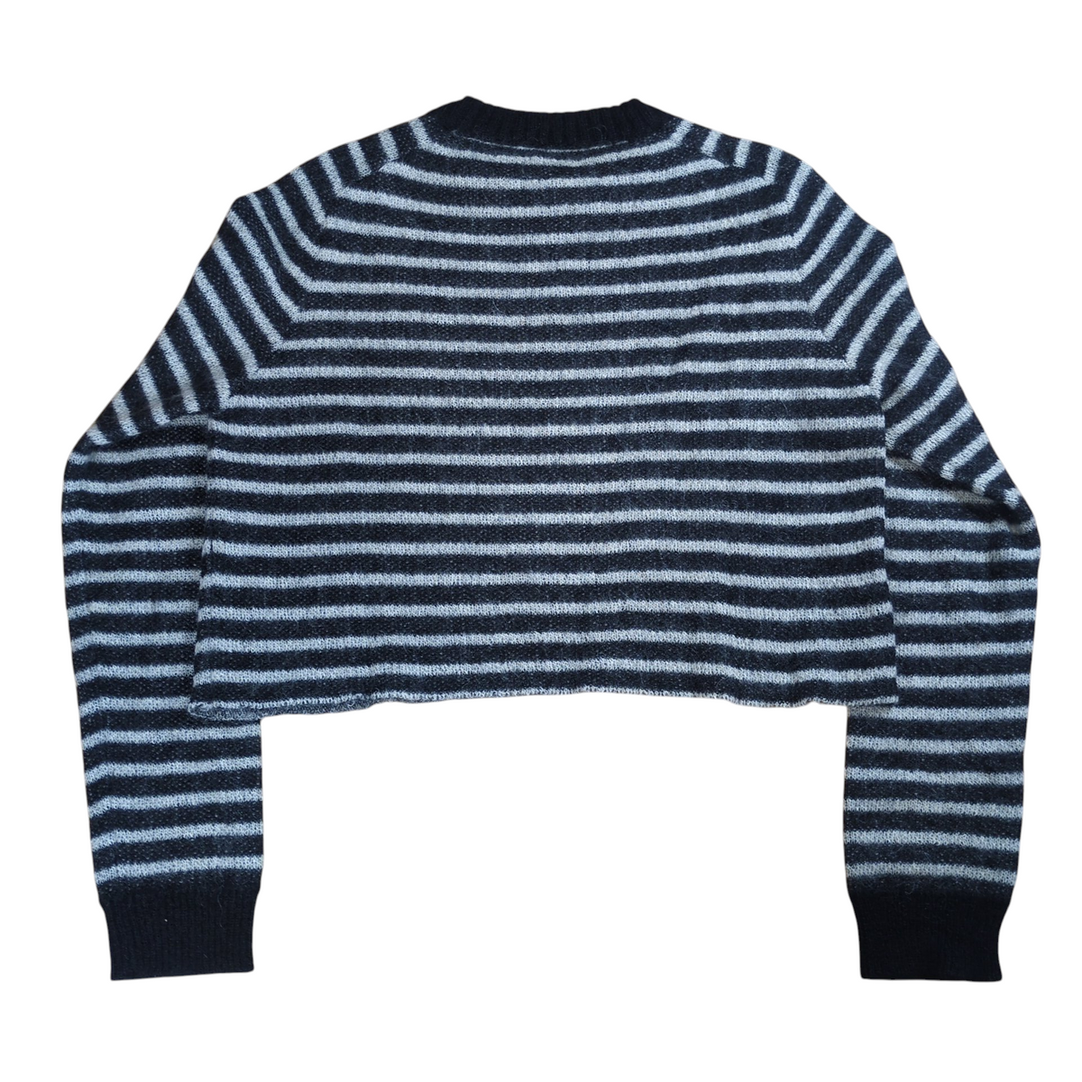 SAINT LAURENT Mohair Wool Border Cropped Sweater