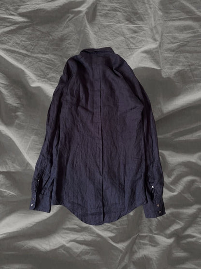 DOLCE & GABBANA 00s Linen Fly Front Shirt Navy Size 40