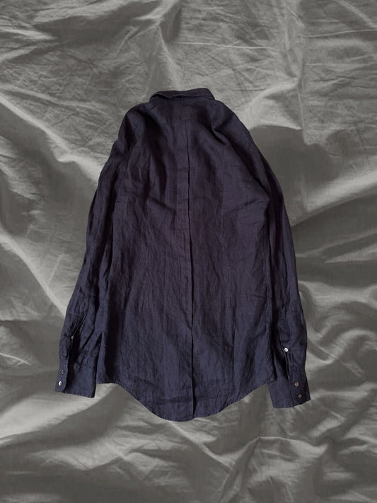 DOLCE & GABBANA 00s Linen Fly Front Shirt Navy Size 40