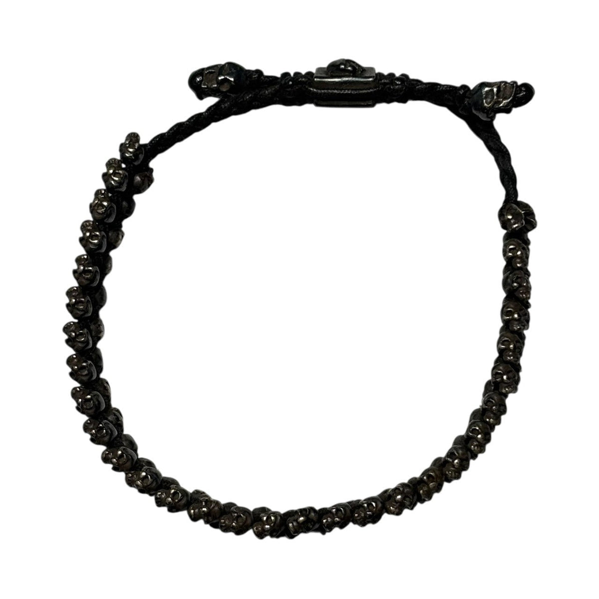 M COHEN Brass Skull Bracelet Black