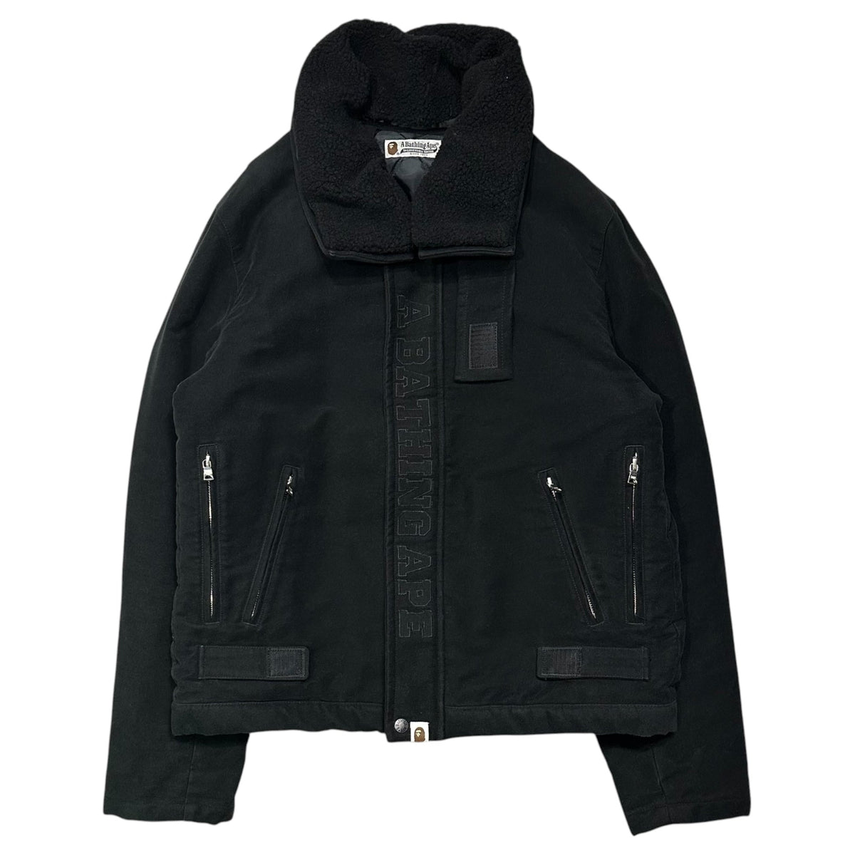 Bape A BATHING APE Shearling Collar Flight Jacket Size L