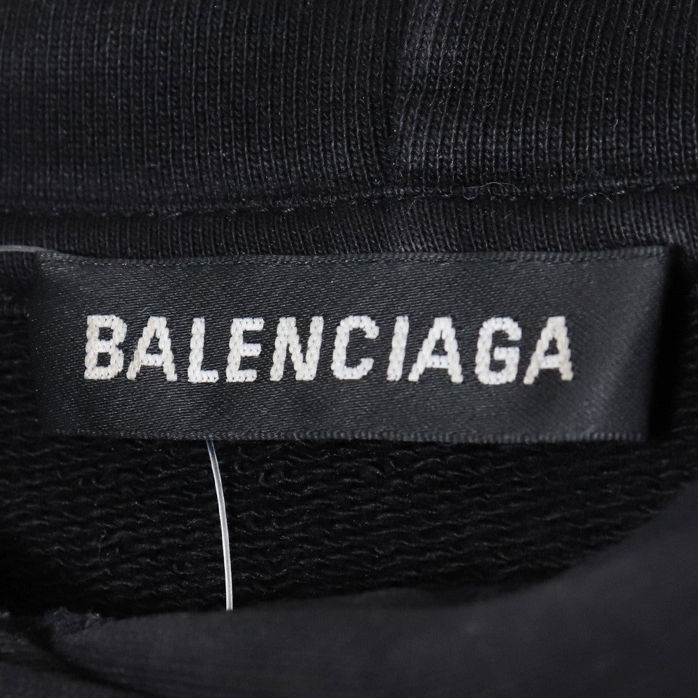 Balenciaga BB Logo Black Pullover Hoodie Size M