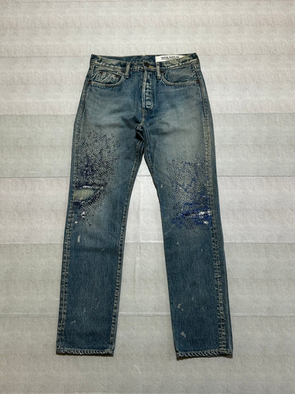 Vintage Kapital Bottoms - Kapital 5P Monkey CISCO Sashiko Denim Pants Size W30 - Authentic Archive