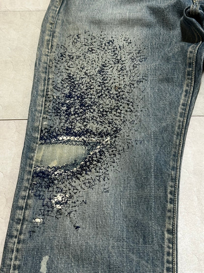 Vintage Kapital Bottoms - Kapital 5P Monkey CISCO Sashiko Denim Pants Size W30 - Authentic Archive