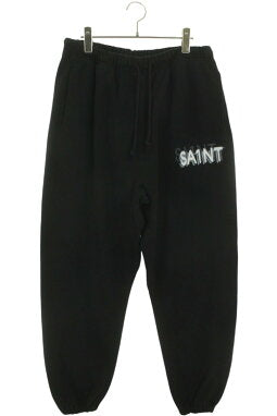 Vintage Saint Michael Bottoms - SAINT MICHAEL 2025SS Logo Painted Sweat Long Pants Black Size L - Authentic Archive