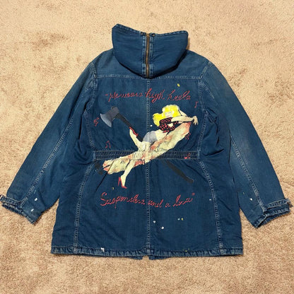 Vintage Kapital Outwear - KAPITAL Lumber Girl Paint Denim Coat Indigo Size M - Authentic Archive