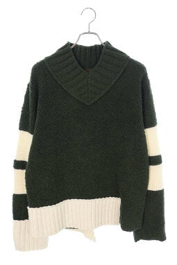 Vintage Sacai Tops - Sacai 20AW Wool Knit Pullover Green White Size 2 - Authentic Archive