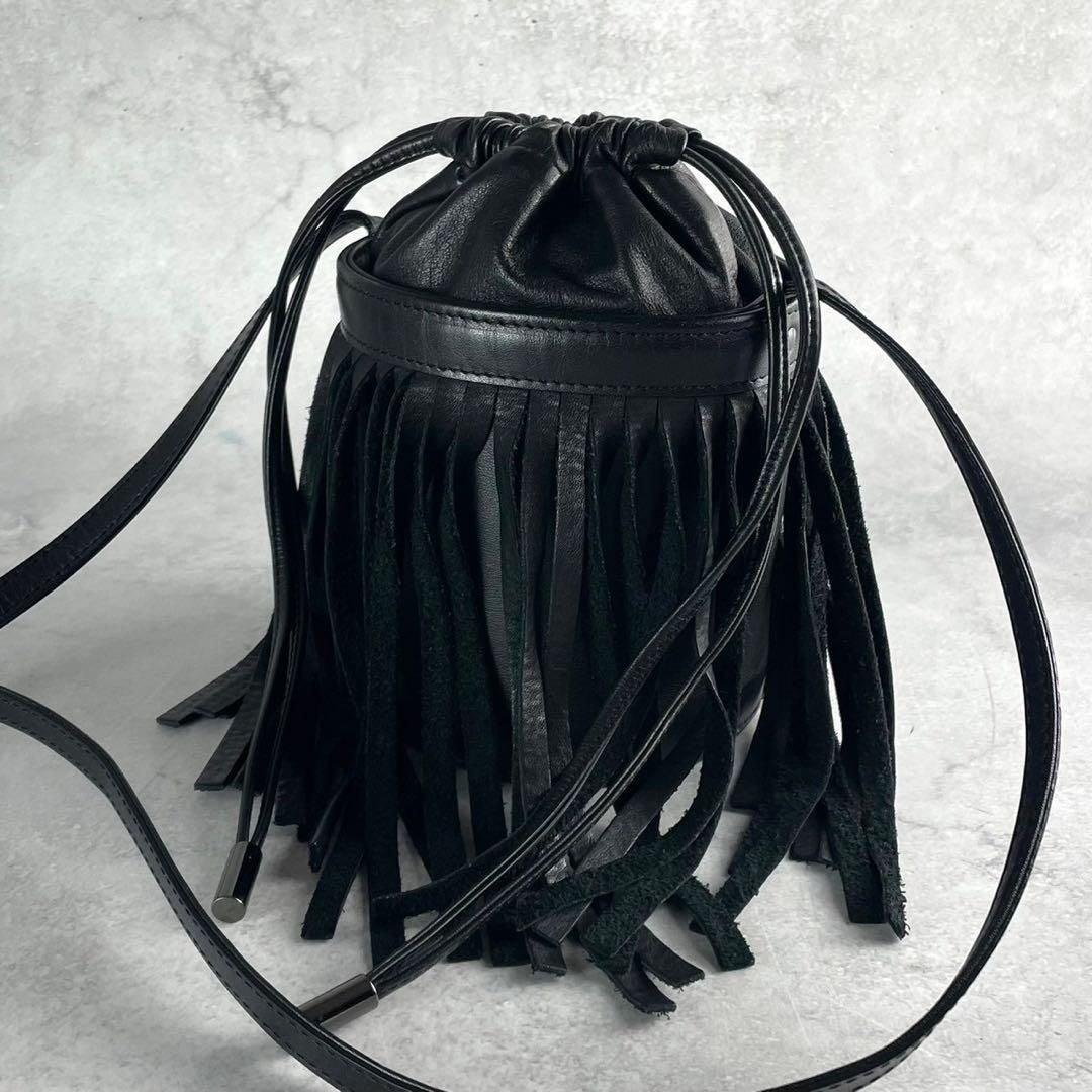 Vintage Yohji Yamamoto Accessory - Yohji Yamamoto +NOIR 20SS Fringe Shoulder Bag Leather Black - Authentic Archive