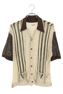 Vintage Kapital Tops - KAPITAL Knit Short Sleeve Polo Shirt Beige Size 3 - Authentic Archive