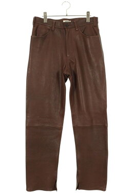 Vintage AURALEE Bottoms - AURALEE Lamb Leather Long Pants Brown Size 4 - Authentic Archive