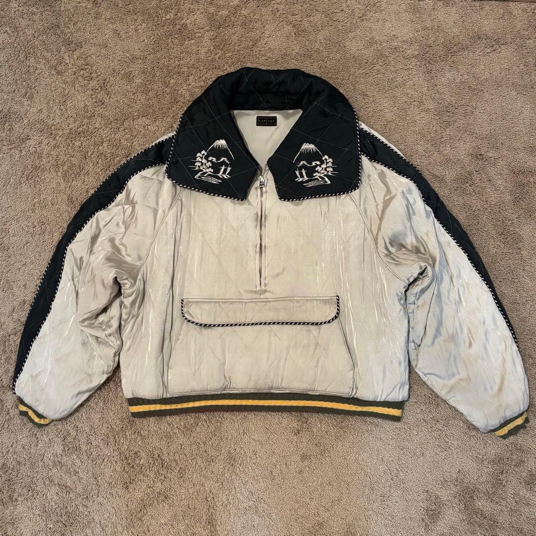 Vintage Kapital Outwear - KAPITAL Souvenir Raglan Jacket Rayon Silver Black Size 2 - Authentic Archive