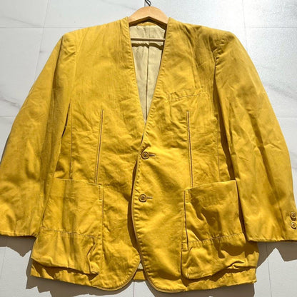 Vintage Issey Miyake Outwear - ISSEY MIYAKE MEN 90s Colorless Jacket Cotton Yellow Size L - Authentic Archive