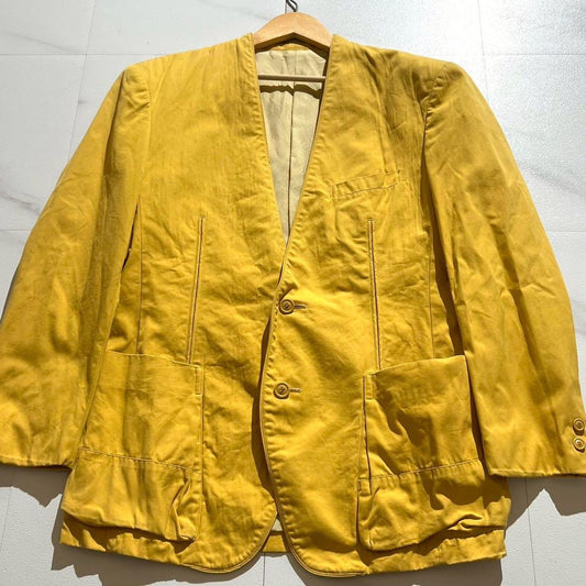 Vintage Issey Miyake Outwear - ISSEY MIYAKE MEN 90s Colorless Jacket Cotton Yellow Size L - Authentic Archive