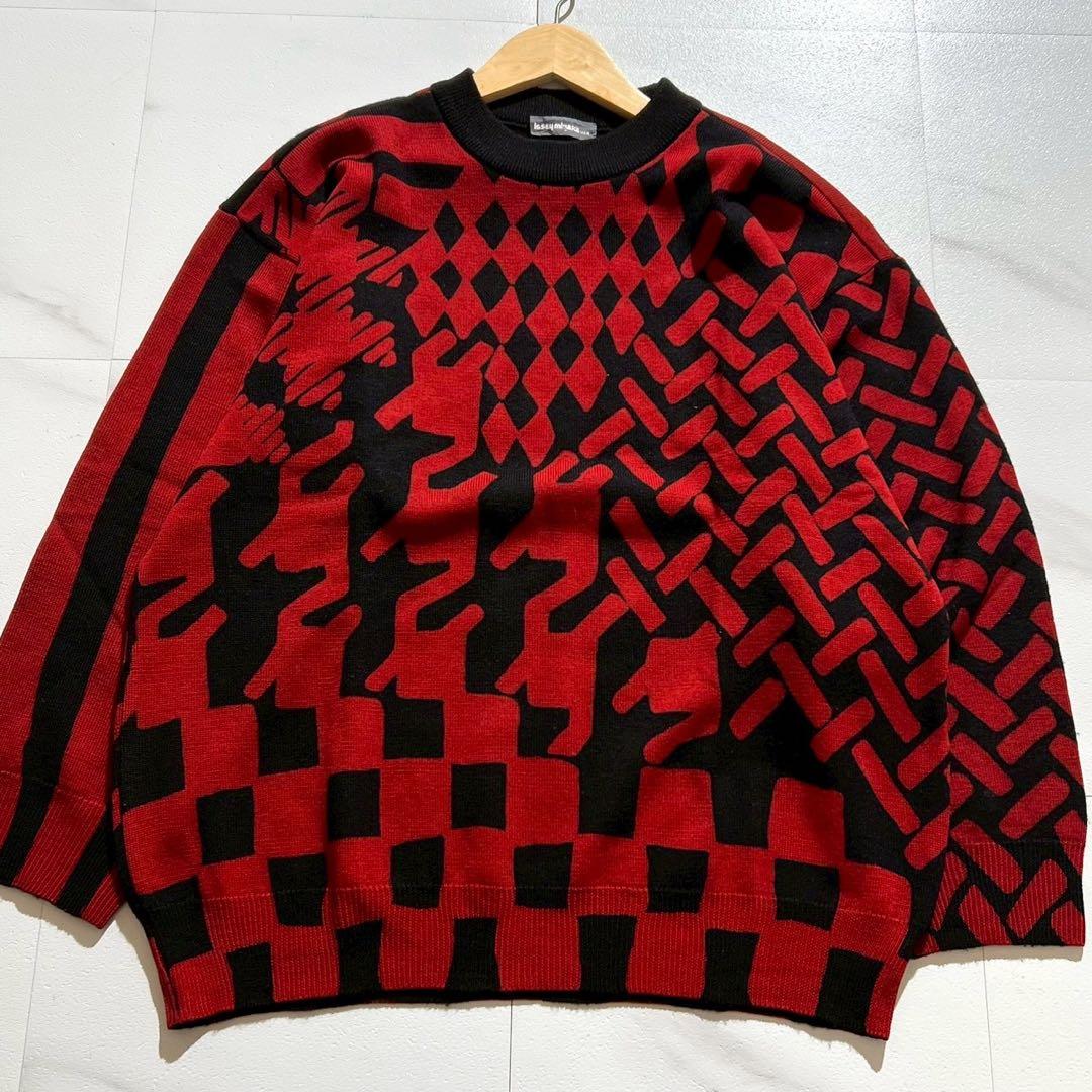 Vintage Issey Miyake Tops - ISSEY MIYAKE MEN 80s Oversized Long Sleeve Knit Sweater Red Size XL - Authentic Archive