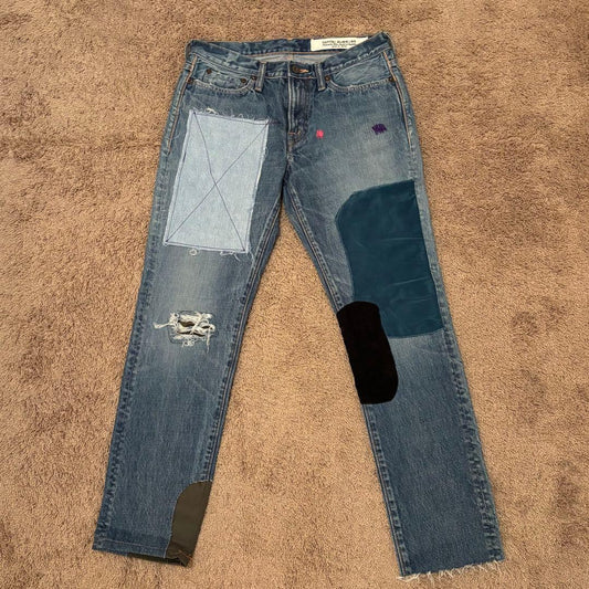 Vintage Kapital Bottoms - KAPITAL Patchwork Denim Pants Indigo Size 30 - Authentic Archive