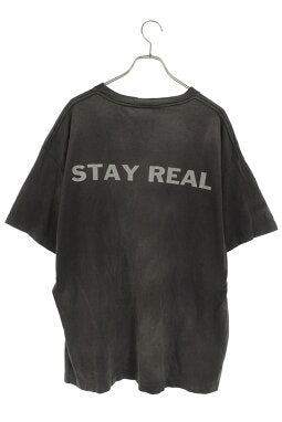 Vintage Saint Michael Tops - SAINT MICHAEL 24SS STAY REAL Vintage T-Shirt Dark Gray Size XL - Authentic Archive