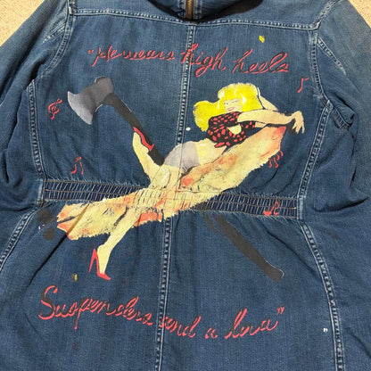 Vintage Kapital Outwear - KAPITAL Lumber Girl Paint Denim Coat Indigo Size M - Authentic Archive
