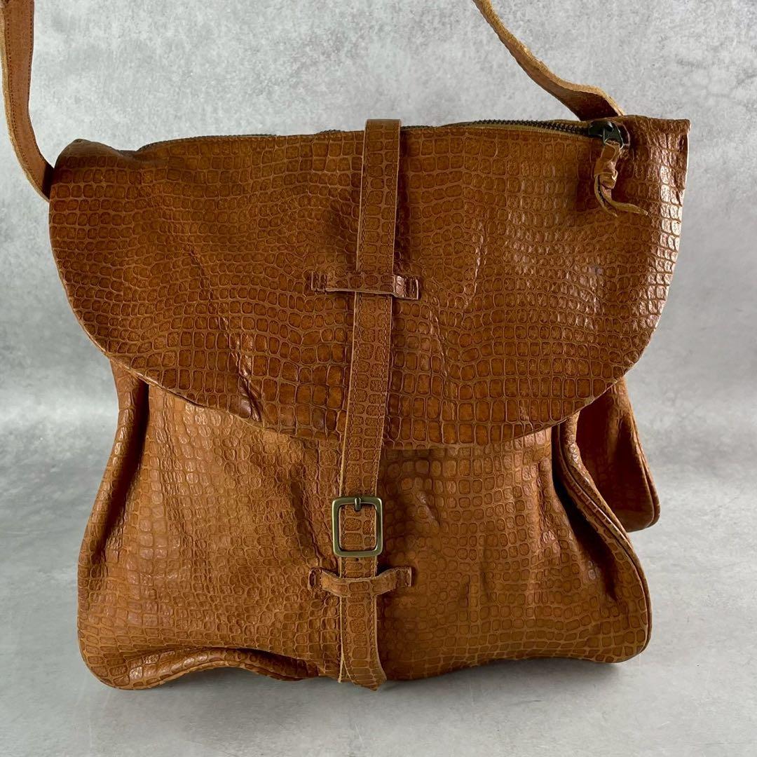 Vintage Maison MIHARA YASUHIRO Accessory - Miharayasuhiro Crocodile Leather Shoulder Bag Brown - Authentic Archive