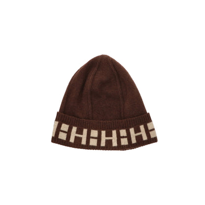 Hermes HERM Brown Off-white Cashmere Hat