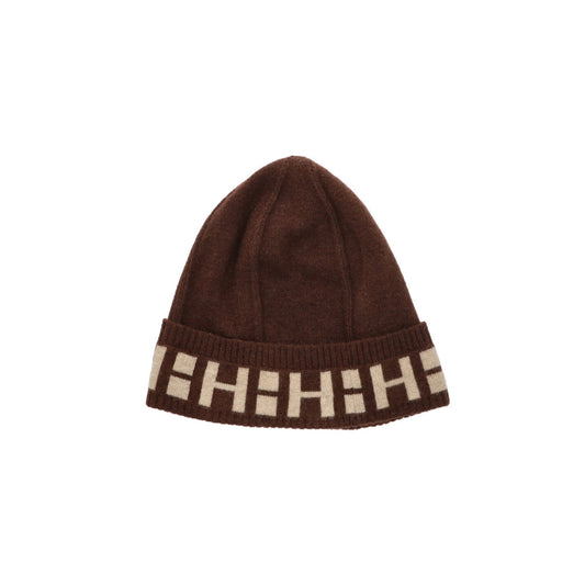 Hermes HERM Brown Off-white Cashmere Hat