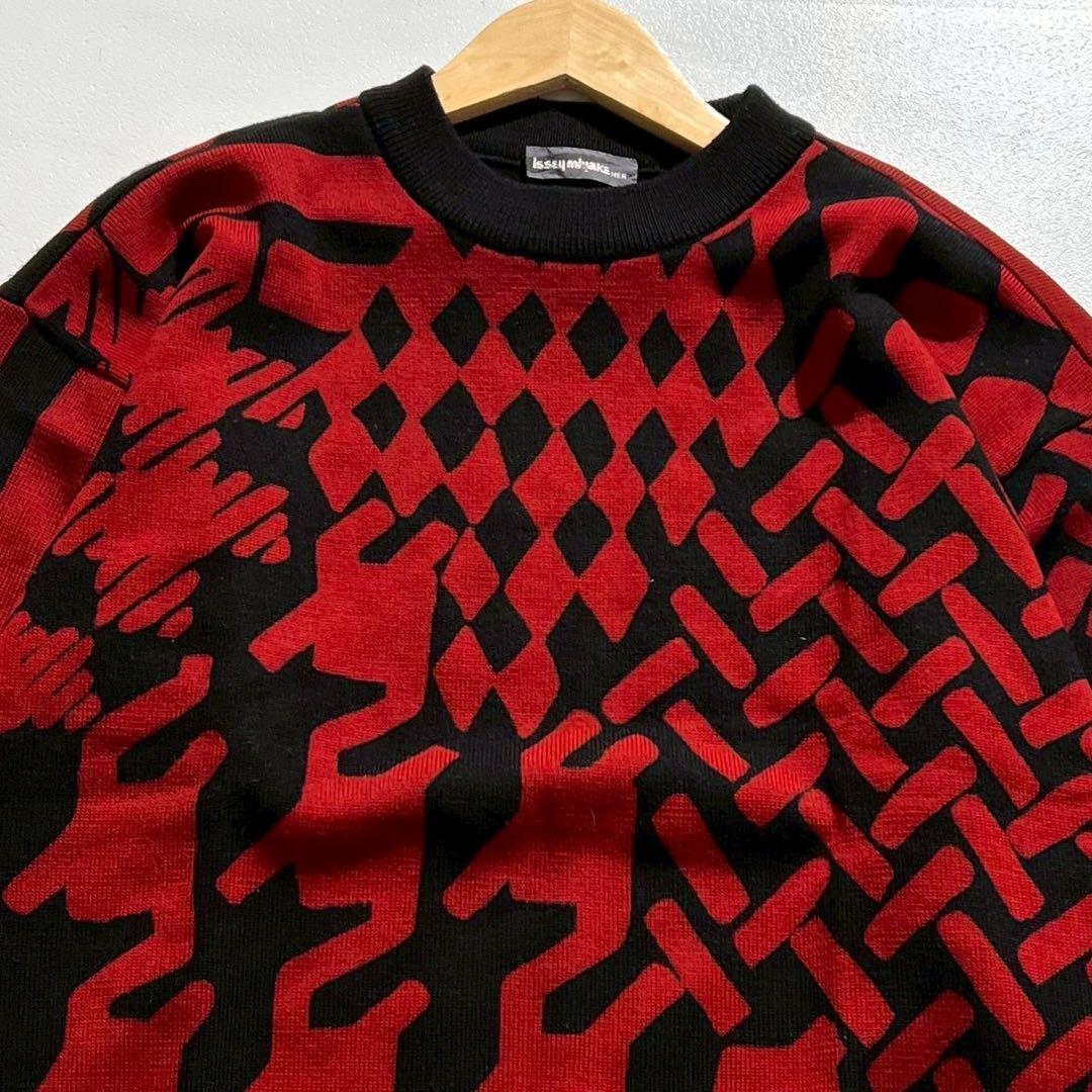 Vintage Issey Miyake Tops - ISSEY MIYAKE MEN 80s Oversized Long Sleeve Knit Sweater Red Size XL - Authentic Archive