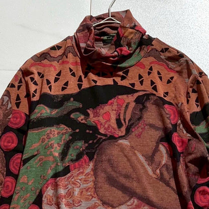 Vintage Jean Paul Gaultier Tops - Jean Paul Gaultier Power Net Picture Turtleneck Long Sleeve T-Shirt Size L - Authentic Archive