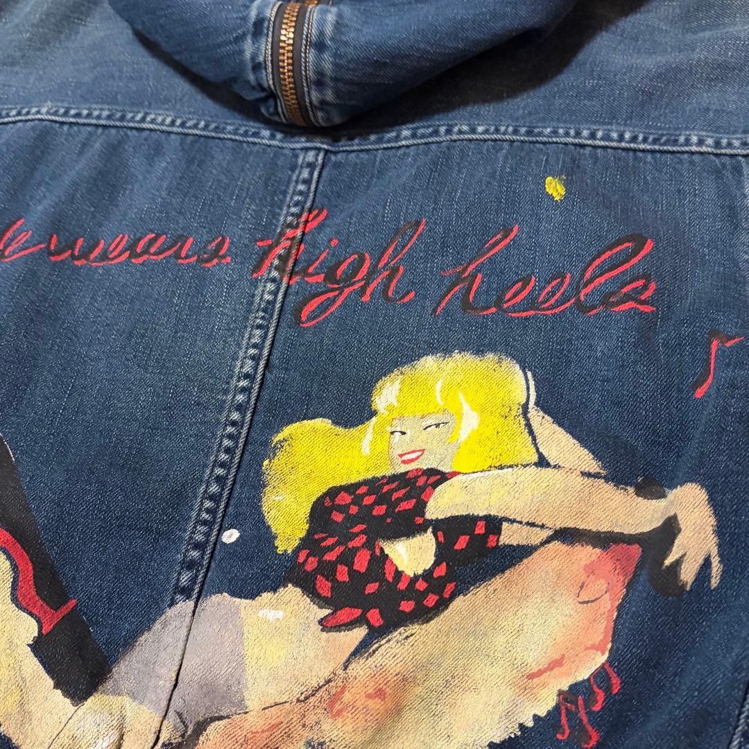 Vintage Kapital Outwear - KAPITAL Lumber Girl Paint Denim Coat Indigo Size M - Authentic Archive