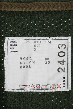 Vintage Sacai Tops - Sacai 20AW Wool Knit Pullover Green White Size 2 - Authentic Archive