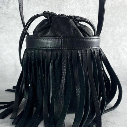 Vintage Yohji Yamamoto Accessory - Yohji Yamamoto +NOIR 20SS Fringe Shoulder Bag Leather Black - Authentic Archive