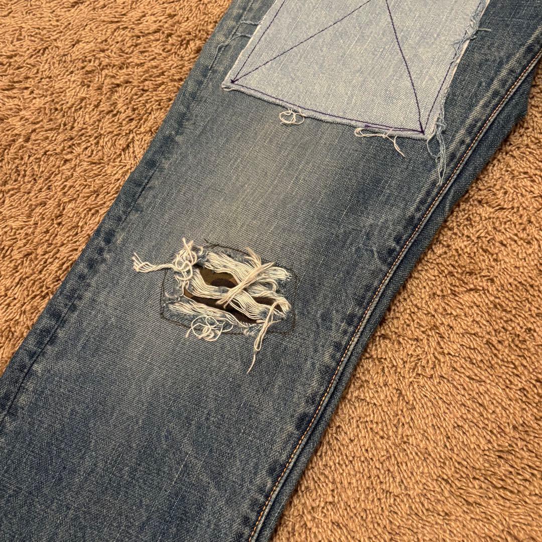 Vintage Kapital Bottoms - KAPITAL Patchwork Denim Pants Indigo Size 30 - Authentic Archive