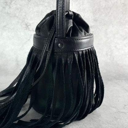 Vintage Yohji Yamamoto Accessory - Yohji Yamamoto +NOIR 20SS Fringe Shoulder Bag Leather Black - Authentic Archive