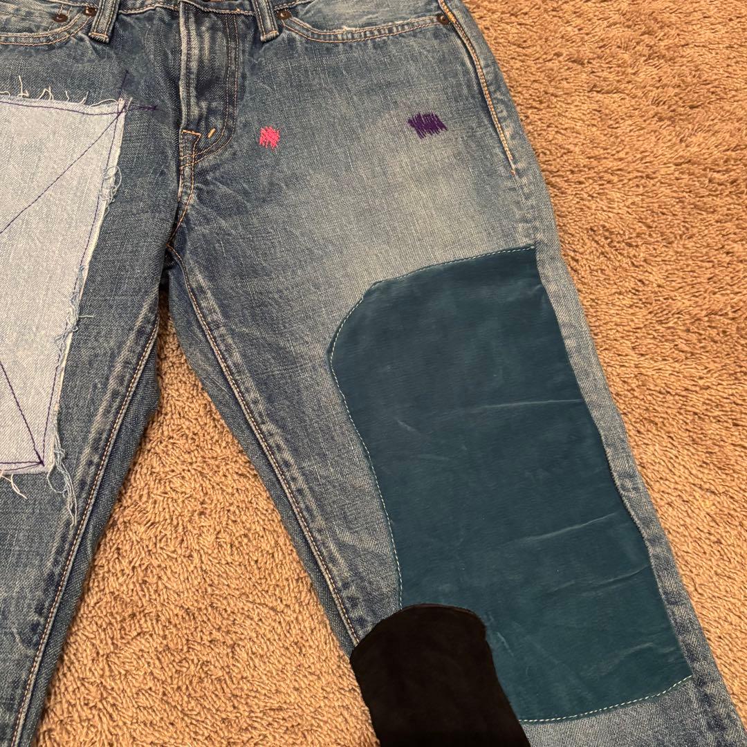 Vintage Kapital Bottoms - KAPITAL Patchwork Denim Pants Indigo Size 30 - Authentic Archive