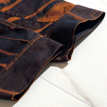 Vintage Issey Miyake Outwear - ISSEY MIYAKE MEN 20AW Denim Long Coat Orange Brown Size L - Authentic Archive