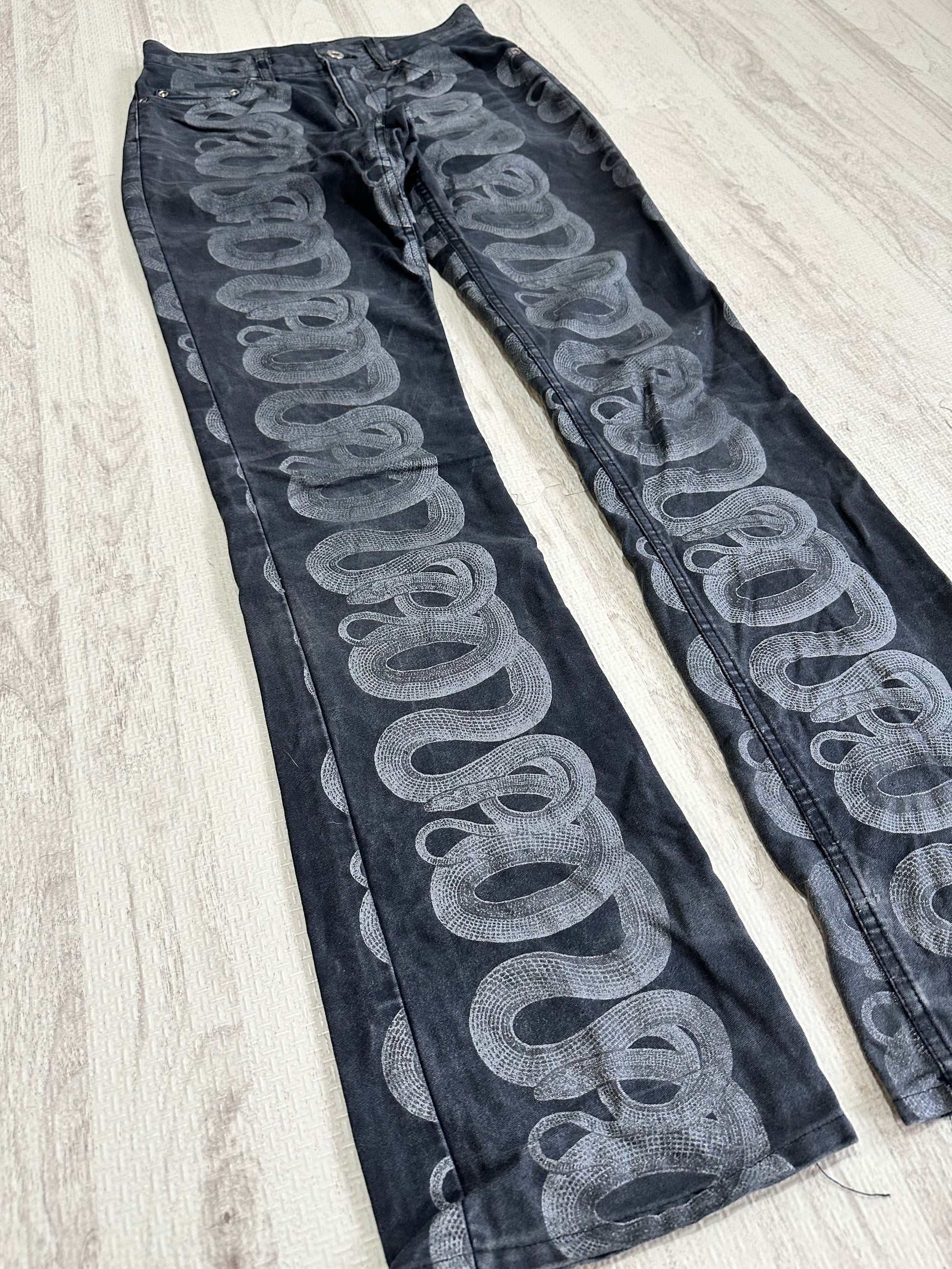 Hysteric Glamour - Hysteric Glamour Snake Loop skinny denim pants black size 28