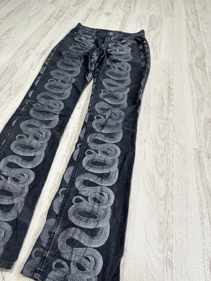Vintage Hysteric Glamour Bottoms - Hysteric Glamour Snake Loop skinny denim pants black size 28 - Authentic Archive