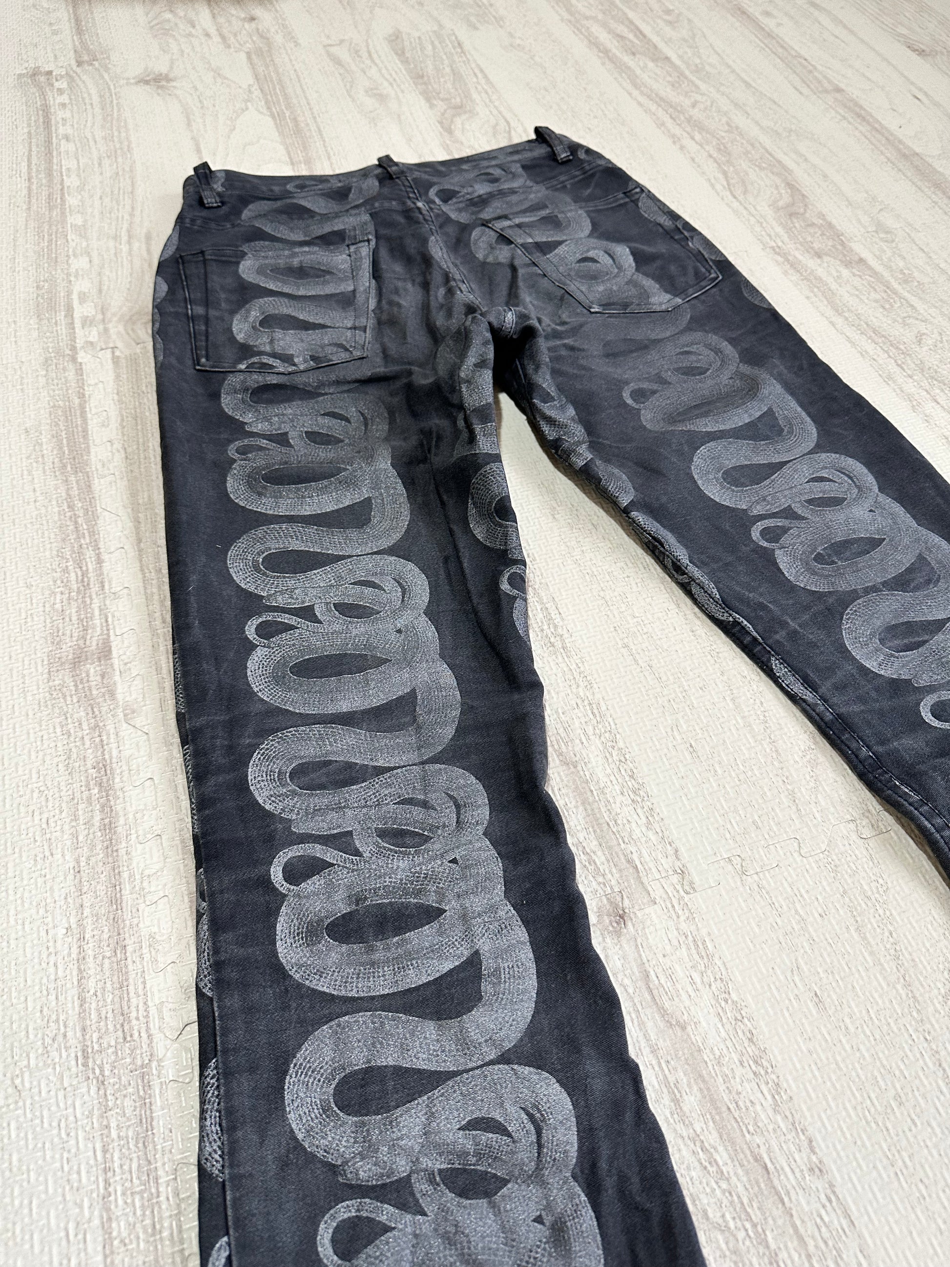 Hysteric Glamour - Hysteric Glamour Snake Loop skinny denim pants black size 28