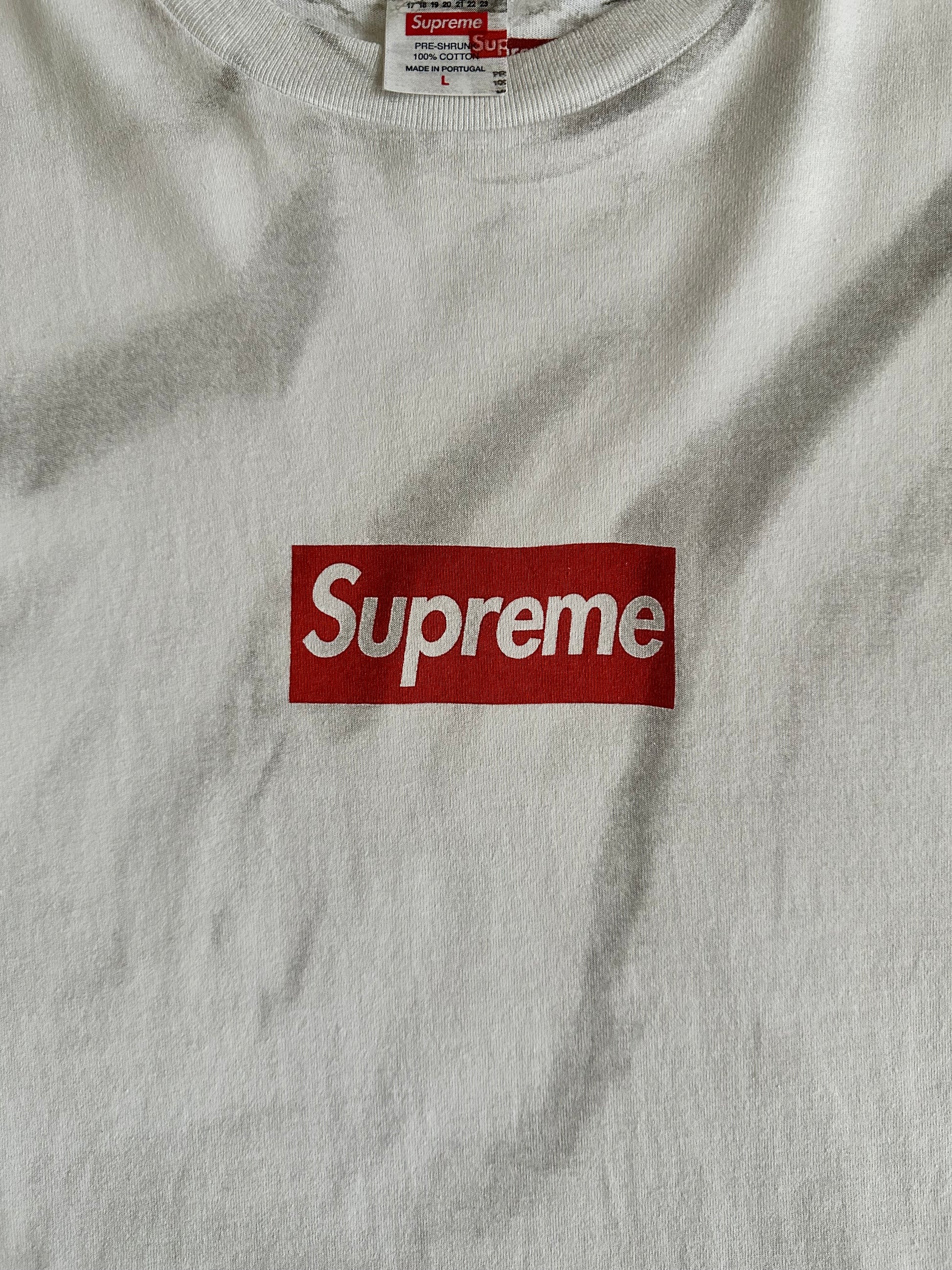 Supreme - Supreme x MM6 Maison Margiela Box Logo Shot Sleeve T-shirt White Size L